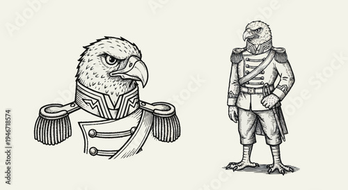 Eagle General in Military Uniform Illustration.