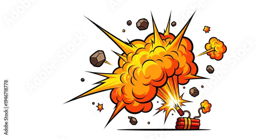 Explosion and Fire Cartoon.