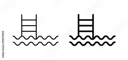 Ladder in swimming pool icon
