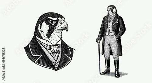 Elegant Falcon Gentleman in Victorian Attire.