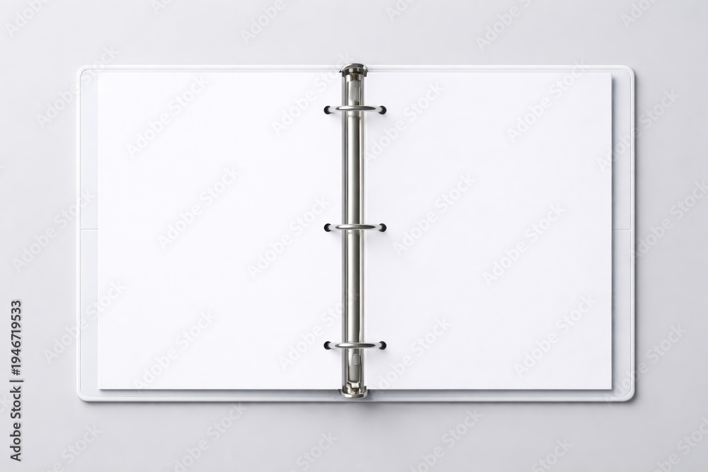 Naklejka premium Open binder with blank pages.
