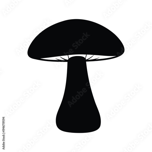 Silhouette of a mushroom intricate details showcasing its cap and stem, vector illustration, mushroom silhouette vector illustration