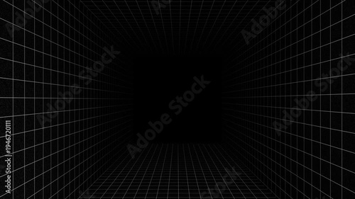 4K 3D looping background animation with grid pattern moving forward with empty space in the middle.