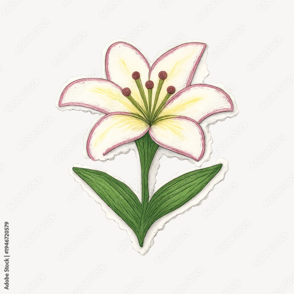 Fototapeta premium Elegant hand-drawn lily illustration.