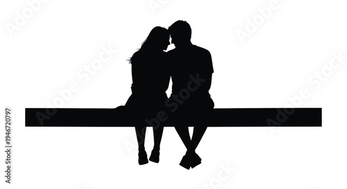 Couple sitting closely together enjoying a peaceful moment silhouette