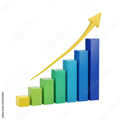 Free Download Growth chart showing increasing upward trend with bar graph and arrow isolated on transparent background - GFXLoad