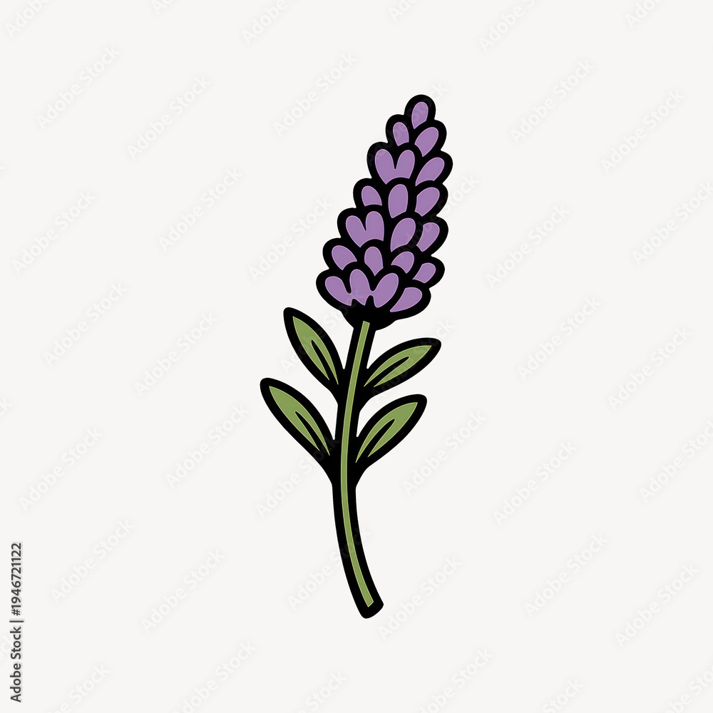 Fototapeta premium Purple lavender flower illustration.