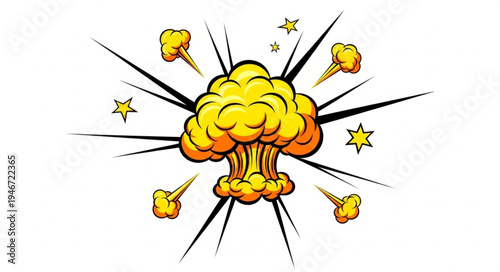 Explosion blast cartoon style drawing.