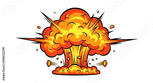 Explosion blast cartoon style illustration.