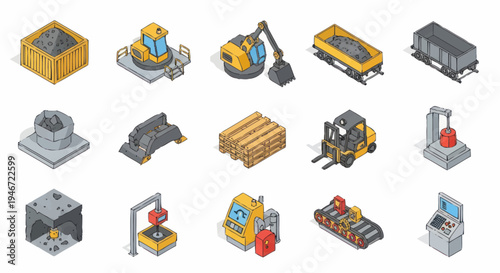 Isometric Industrial Equipment and Machinery Collection.
