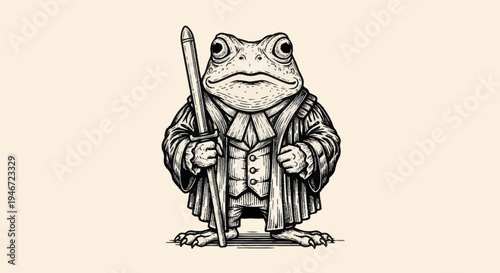 Anthropomorphic Frog Lawyer Holding a Gavel.