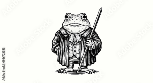 Anthropomorphic Frog Lawyer in Formal Attire Holding a Gavel.