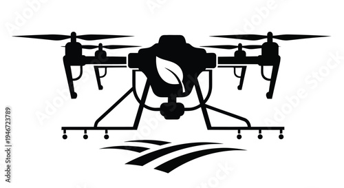 Agricultural drone with a leaf representing technology and nature combined