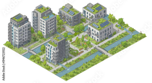 Sustainable Urban Living: Eco-Friendly Apartment Buildings with Green Roofs and Solar Panels