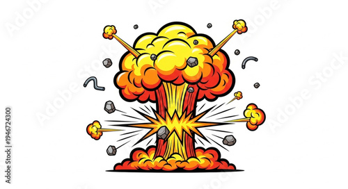 Explosion blast with fire and smoke.