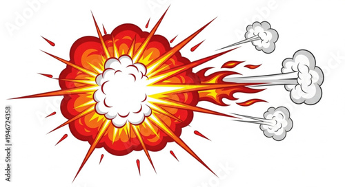 Explosion blast with fire and smoke.