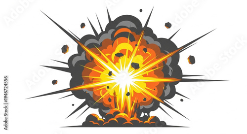 Explosion blast with fire and smoke.