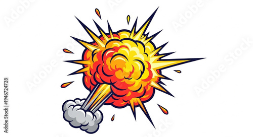 Explosion Blast Fire Comic Style.