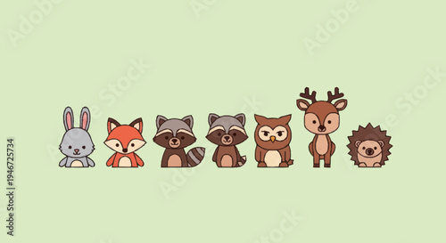 Cute Woodland Animals Cartoon Collection.
