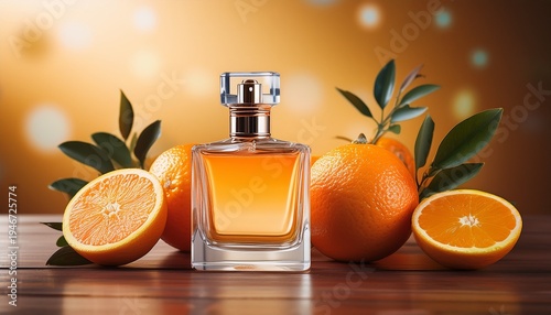 elegant fragrance composition showcasing a citrus perfume and vibrant oranges