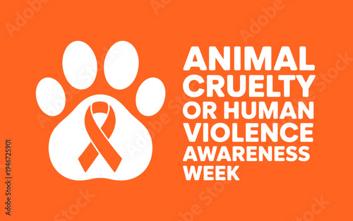 Animal Cruelty or Human Violence Awareness Week orange paw print ribbon