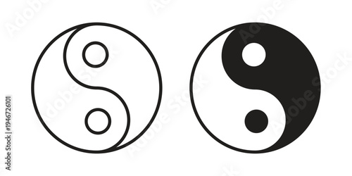 Yin yang icon outline vector set. icon vector isolated on white background. EPS 10