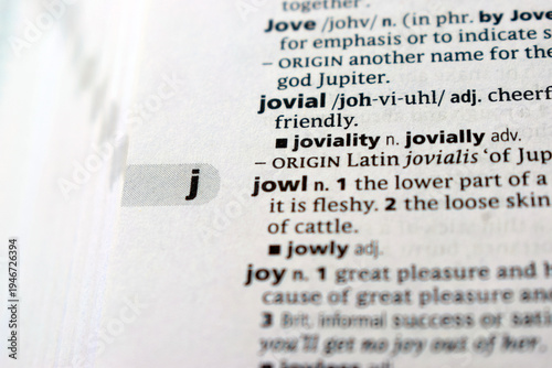 Schilderij op canvas Definition Of English Dictionary Close Up Of Page With Word - jowl