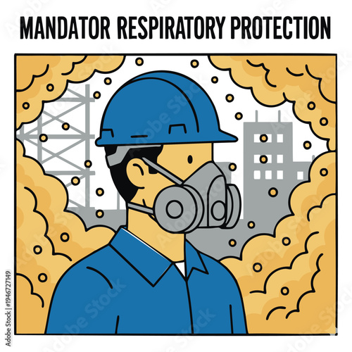 Mandatory respiratory protection equipment poster art