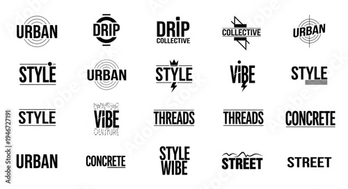 Collection of urban style and vibe typography designs for modern apparel.