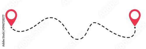 Location map path distance icon, one place to another location icon, pinpoint, map search, route, navigator icon isolated on transparent background