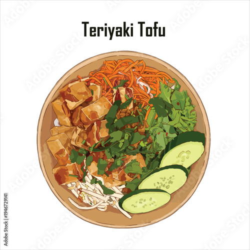 Teriyaki tofu vector