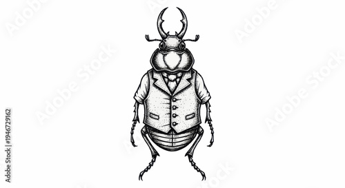 Dapper Stag Beetle Dressed in a Suit.