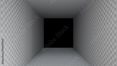 4K 3D looping background animation with checkered pattern moving forward with empty space in the middle.