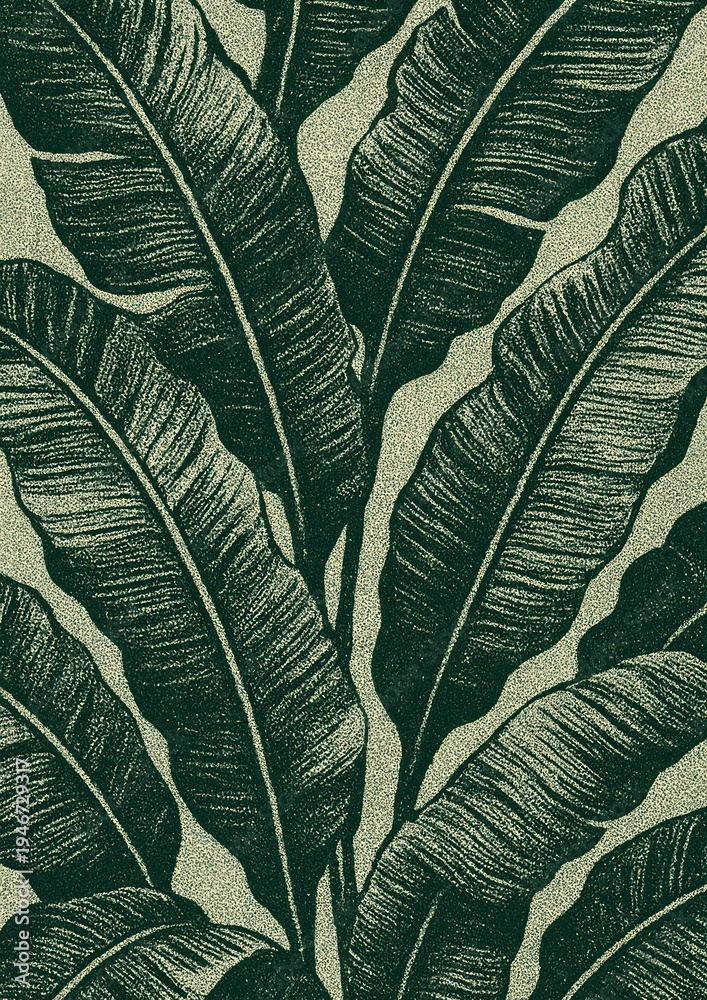 Fototapeta premium Tropical leaves detailed illustration