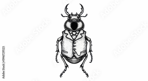 Elegant Stag Beetle Dressed in a Formal Suit.