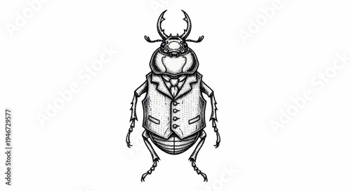 Elegant Stag Beetle Dressed in a Formal Vest.