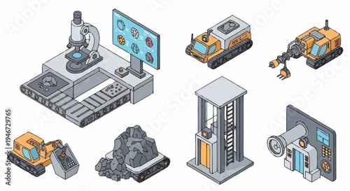 Collection of Industrial and Scientific Equipment Icons.