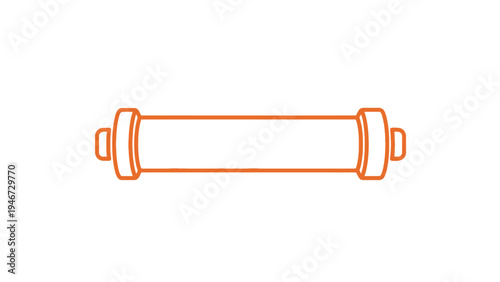 Simple Orange Line Drawing of Rolling Pin.