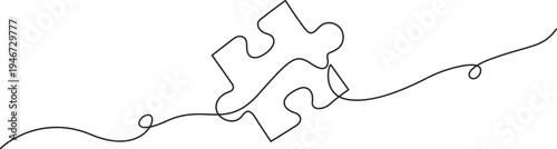 Puzzle icon line continuous drawing vector. One line Conundrum icon vector background. Team work icon, Puzzle Web Banner with Continuous Line Icon, Problem Solving continuous line drawing with drawing