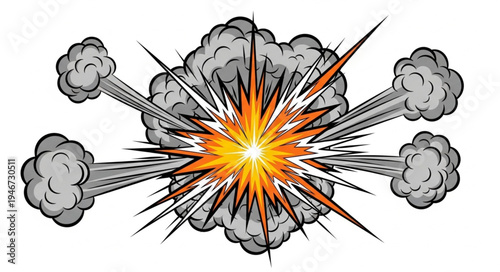 Explosion blast with smoke clouds.