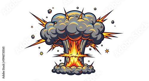 Explosion blast with smoke fire.