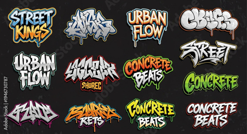 Graffiti Art Collection - Street Kings, Urban Flow, and Concrete Beats in Bold Designs.