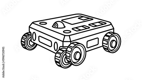 Robot Vehicle with Wheels and Sensors.