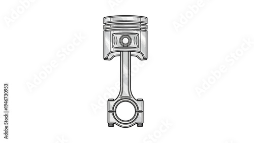 Detailed Illustration of Piston and Connecting Rod Assembly.