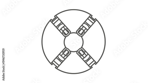 Simple Black and White Vinyl Record Illustration.