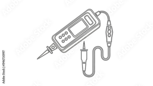 Digital Multimeter Device with Probe and Cable.