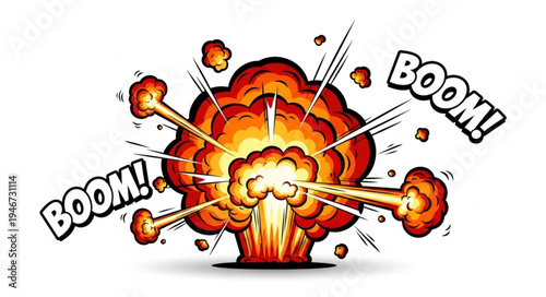 Explosion Boom Cartoon Illustration.