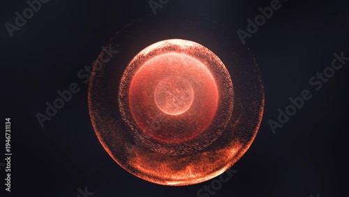 Abstract red sphere formed by swirling glowing particles