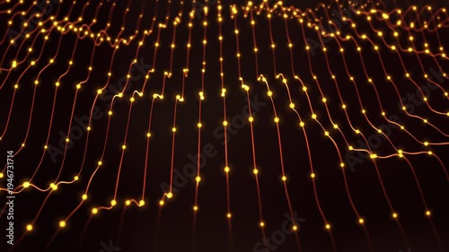 Glowing Neural Network Connectivity Wave for AI and Big Data Concept