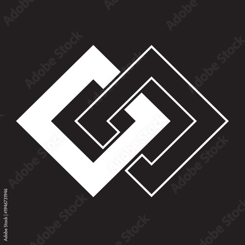 日本の伝統的な器物紋の家紋「釘抜き紋」のイラストベクターデータ